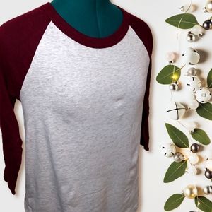 Divided by H&M | Maroon & Gray Baseball Tee Women's Large